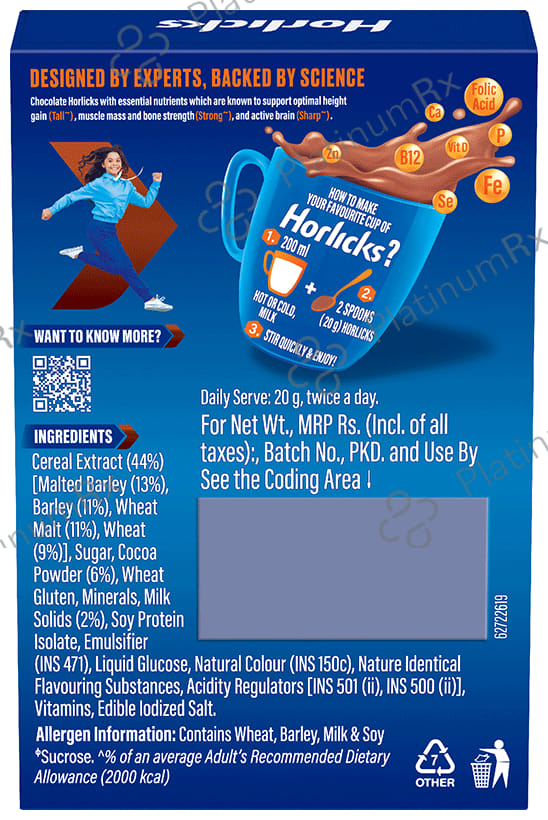 Horlicks Drink - Powder with Zinc, Vitamin C & D - Flavour Chocolate Delight 500 gm