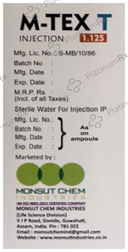 M Tex T 1000mg/125mg Injection