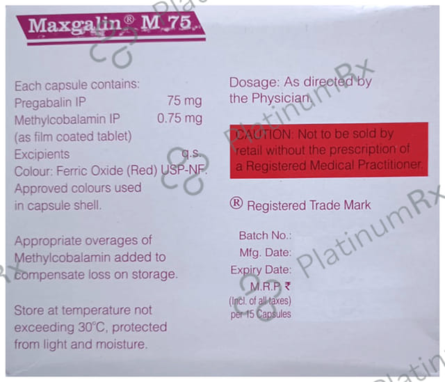 Maxgalin M 75mg/750mcg Capsule 15s