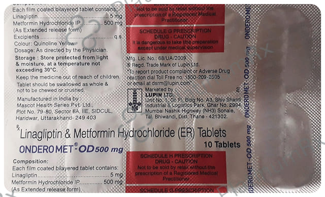 Ondero Met OD 500/5mg Tablet ER 10s