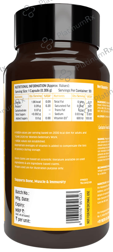 Healthkart HK Vitals Vitamin D3 Soft Gelatin Capsule 90s