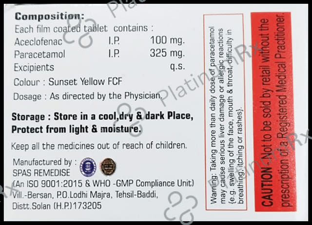 Beryflam P 100/325mg Tablet 10s