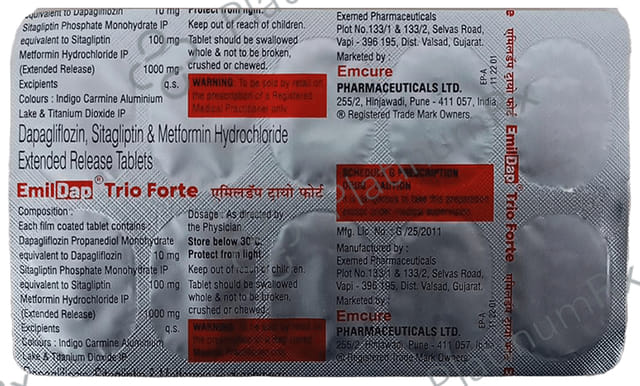 Emildap Trio Forte 10/1000/100mg Tablet ER 10s