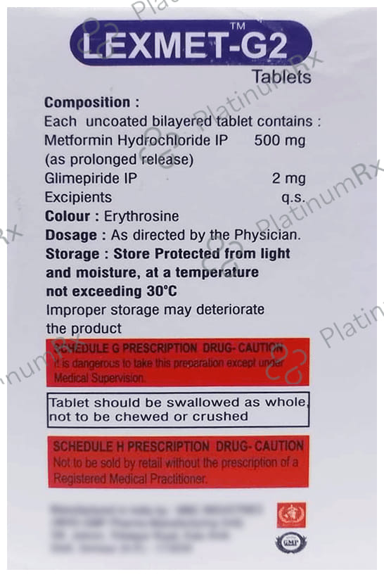 Lexmet G 2/500mg Tablet PR 10s
