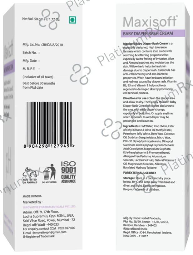 Maxisoft Baby Diaper rash Cream (50gm Each) 2 Tubes