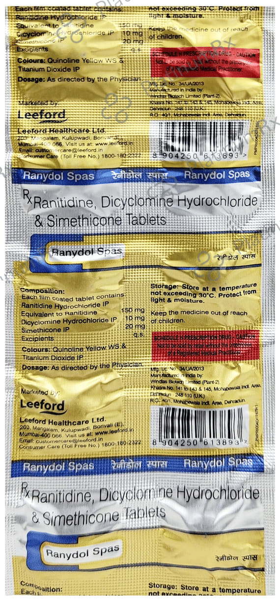 Ranydol Spas 10/120/50mg Tablet 10s