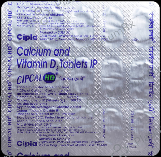 Cipcal HD 500mg/500IU Tablet 15s