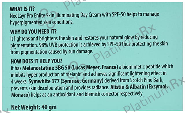 Neolayr Pro Enlite Skin Illuminating SPF 50 Day Cream 40gm