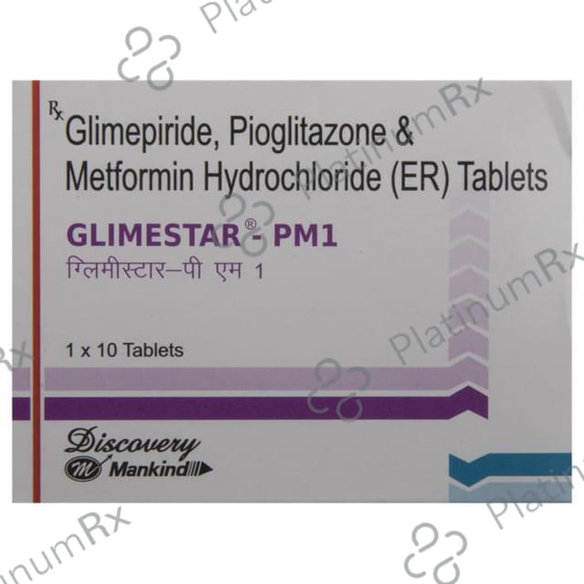 Glimestar PM 1/500/15mg Tablet ER 10s