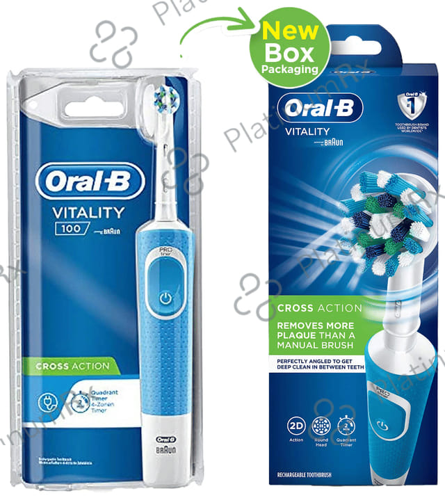 Oral-B Vitality 100 Braun Cross Action Electric Rechargeable Toothbrush Blue
