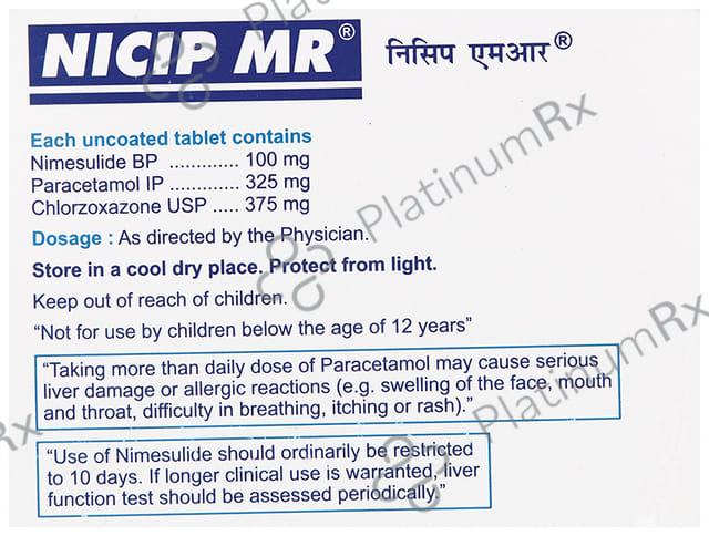Nicip MR 100/325/375mg Tablet 10s