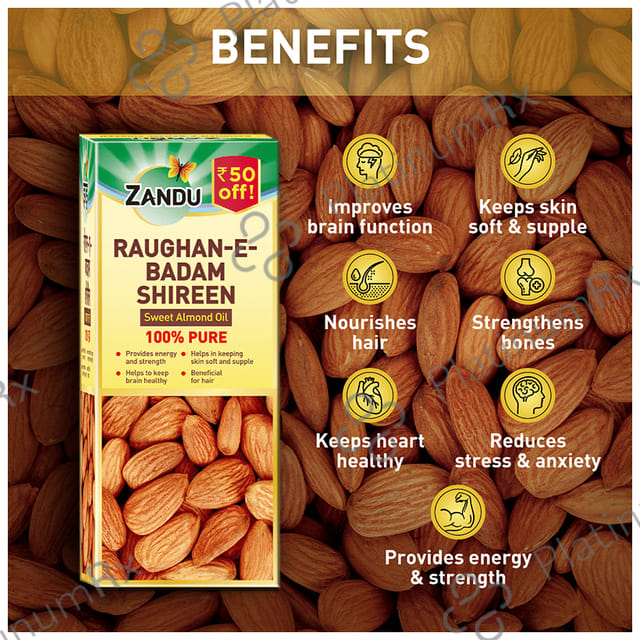 Zandu Raughan E Badam Shireen Sweet Almond Oil 50ml