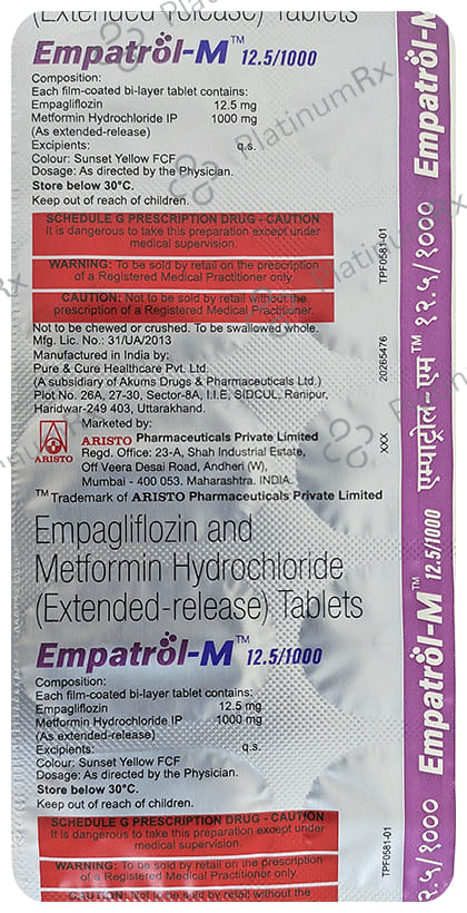 Empatrol M 12.5/1000mg Tablet 10s