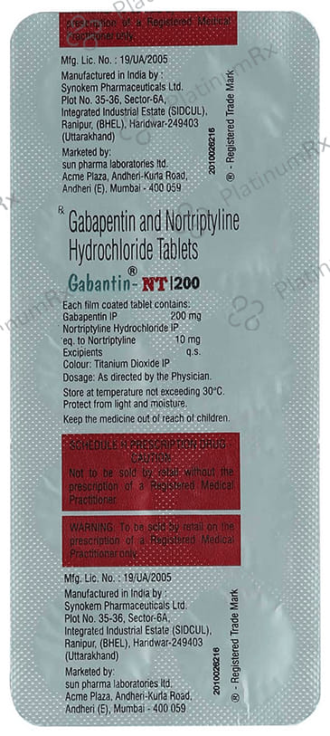 Gabantin NT 200/10mg Tablet 10s
