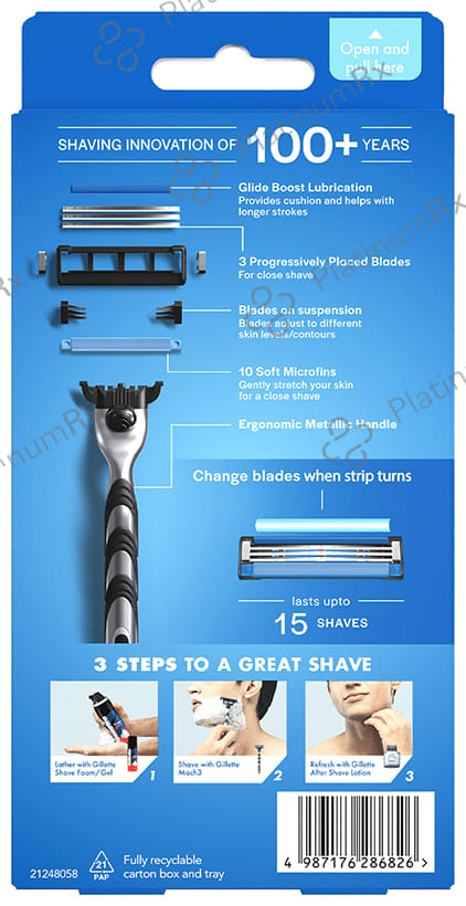 Gillette Mach 3 Razor (Handle + 2 Cartridge) 1s