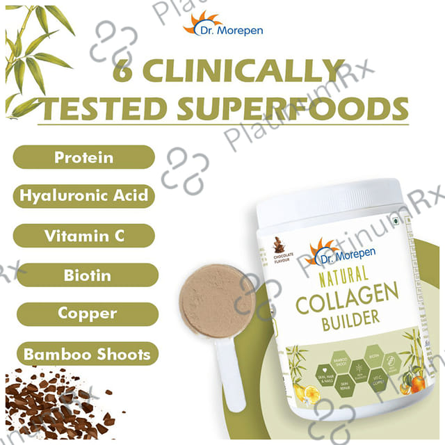 Dr. Morepen Natural Collagen Builder with Biotin & Vitamin C - For Skin, Hair, Nails - Flavour Chocolate