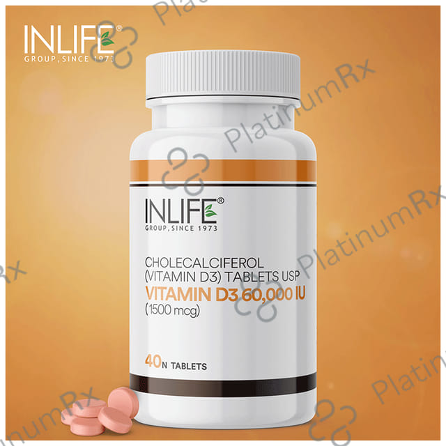 Inlife Vitamin D3 60000IU Cholecalciferol Chewable Tablet 40s