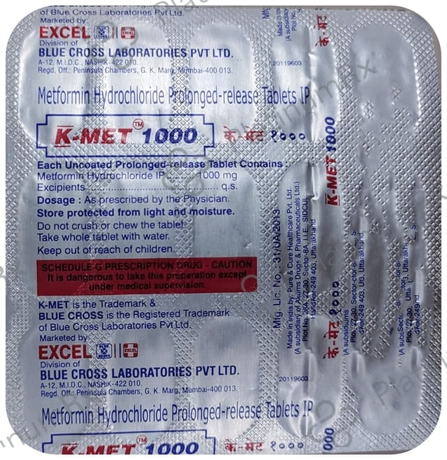 K Met 1000mg Tablet PR 15s