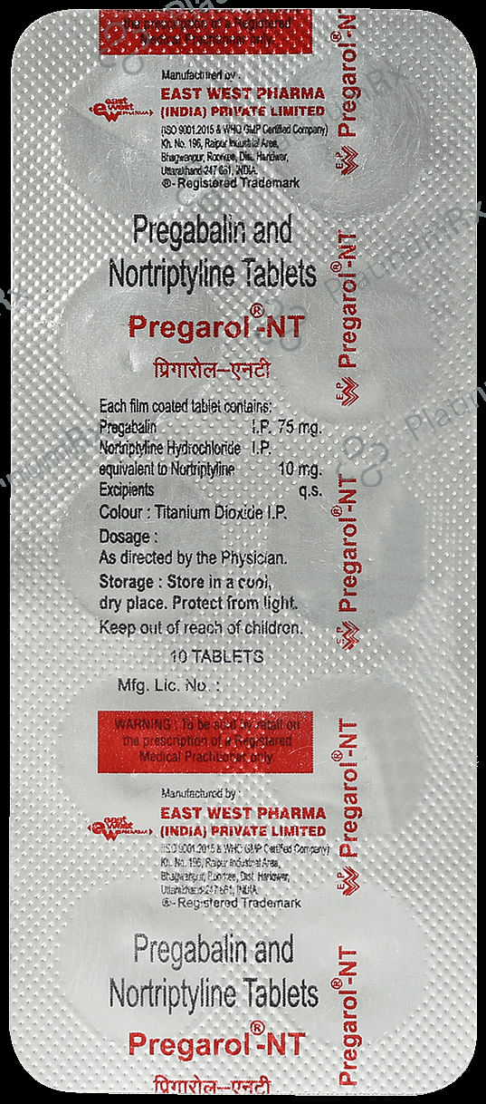 Pregarol NT 75mg/10mg Tablet