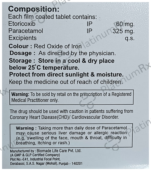 Etoximol 60/325mg Tablet 10s