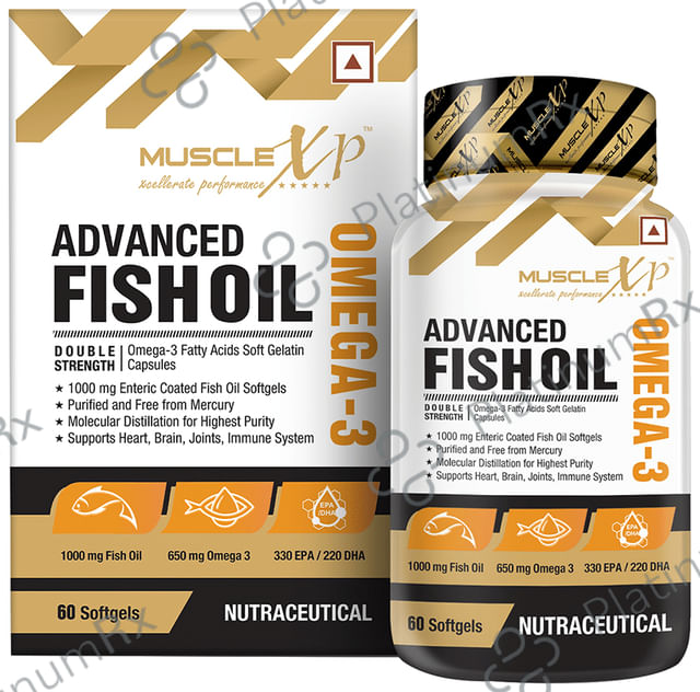 MuscleXP Advanced Fish Oil with 1000mg Omega 3 - For Heart, Brain, Joint & Immunity - Capsule
