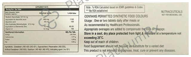 Innovcare's CDZ Chewable Tablet Delicious Orange 10s