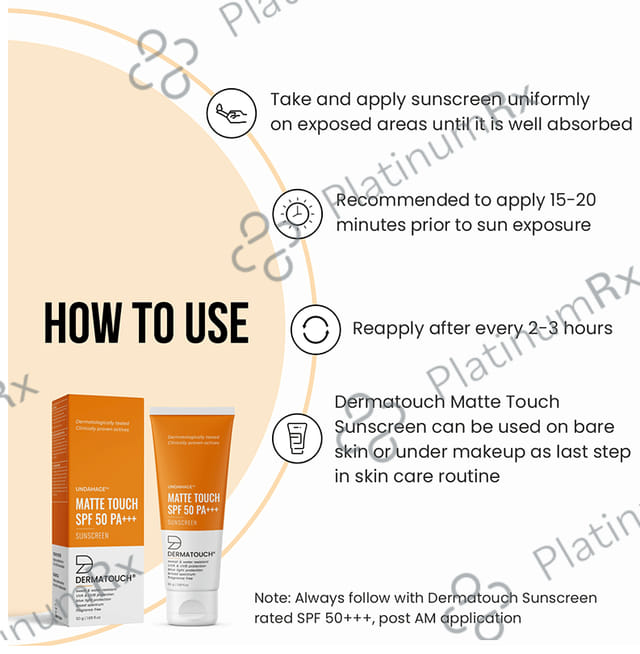 Dermatouch Undamage Matte Touch SPF 50 PA+++ Sunscreen Cream 50gm