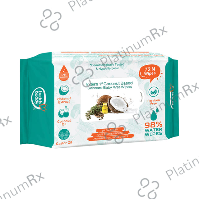 Buddsbuddy India's 1st Coconut Based Skincare Baby Wet Wipes (72 Each) 1 Pack