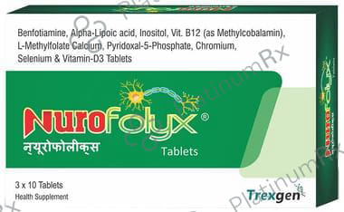 Nurofolyx Benfotiamine, ALA & Inositol - For Heart, Nervous System & Healthy Glucose Levels - Tablet