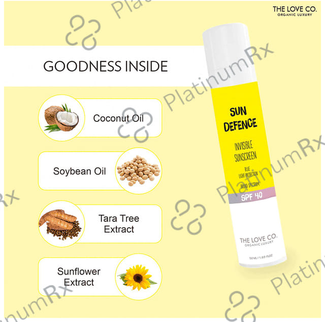 The Love Co Sun Defence Invisible Sunscreen SPF 40 Lotion 50ml