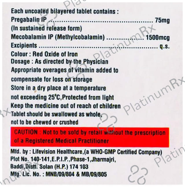 Nervance SR 75mg/1500mcg Tablet 10s