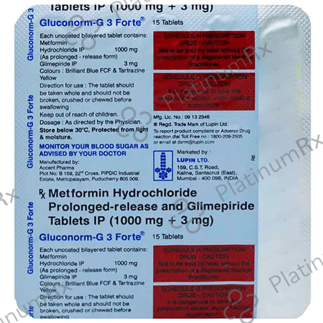 Gluconorm G 3/1000mg Tablet PR 15s