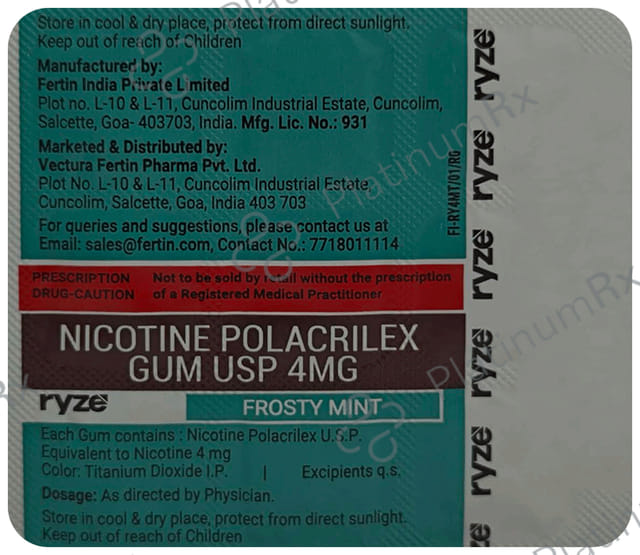 Ryze 4mg Nicotine Gum Frosty Mint