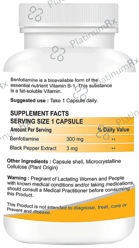 Vitaruhe Benfotiamine 300 Mg With Bioperine Capsule