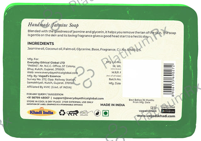 Vagad's Khadi Herbal Handmade Soap Jasmine Soap