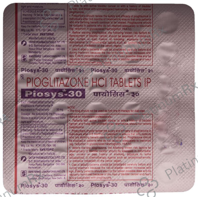 Piosys 30mg Tablet 30s