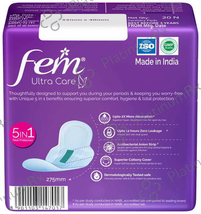 Fem Ultra Care Sanitary Pads XL 20 pads