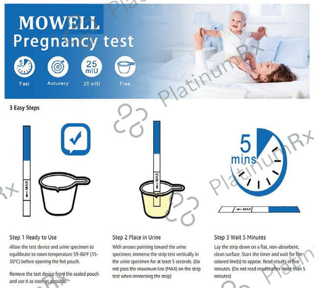 Mowell Medrop Pregnancy Urine Test Strips 1s