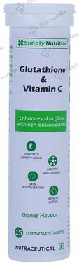 Simply Nutrition Glutathione & Vitamin C for Skin & Antioxidant Support - Flavour Orange Effervescent Tablet