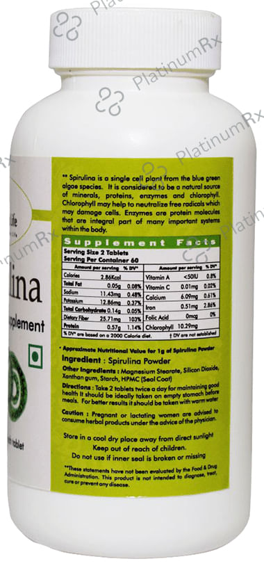 Ayurvedic Life Spirulina Green Food Supplement Tablet 120 tablets
