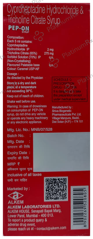 Pep-ON Syrup Mixed Fruit Sugar Free