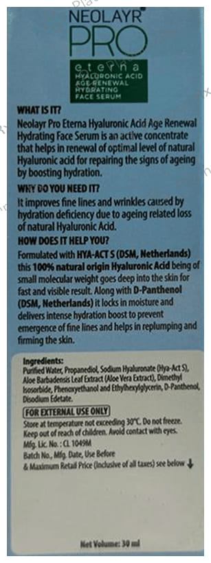 Neolayr Pro Eterna Hyaluronic Acid Age Renewal Hydrating Face Serum