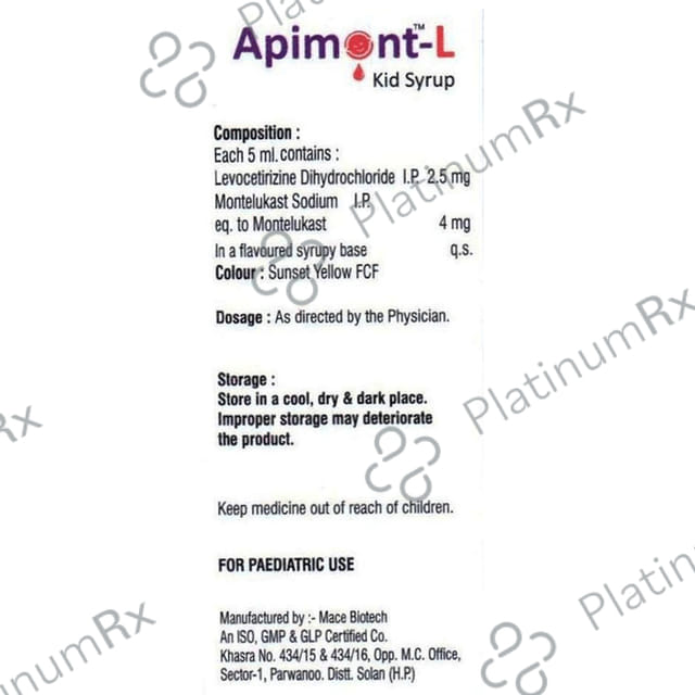 Apimont L 2.5/4mg Kid Syrup 30ml