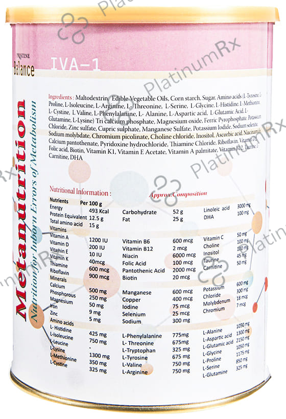 Pristine Balance Metanutrition IVA 1 Powder (Upto 3 Years) for Metabolism - Flavour Chocolate