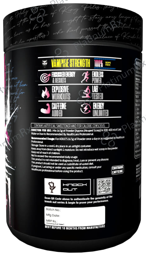 Knockout Vampire Pre-Workout Powder Fruit Punch with Free Shaker