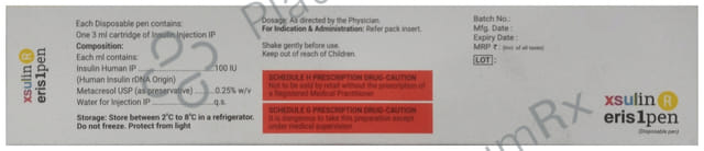 Xsulin R (100IU/ml) (1X3ml Disposable Pen / Espipen)