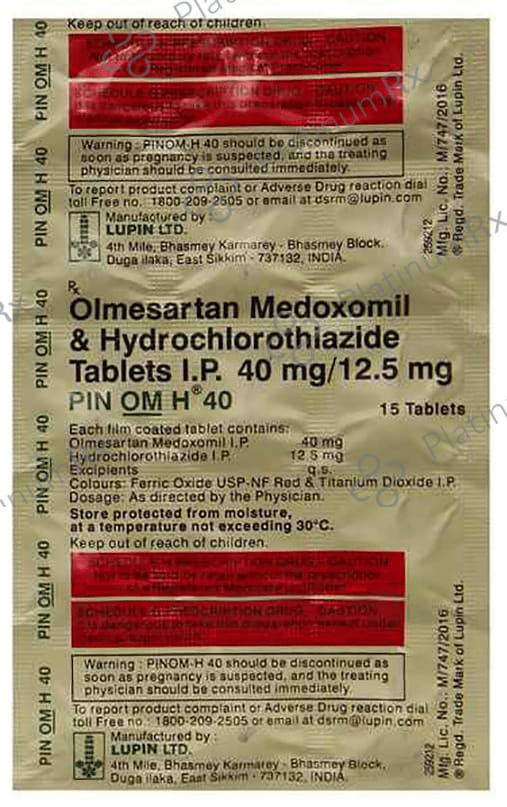 Pinom H 40/12.5mg Tablet 15s