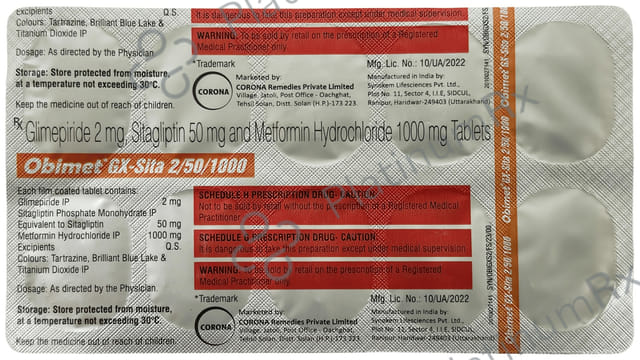 Obimet GX Sita 50/2/1000mg Tablet 10s