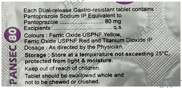 Pansec 80mg Tablet DR 15s