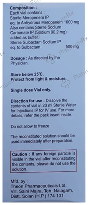 Brodnem S 1000/500mg Injection 1s